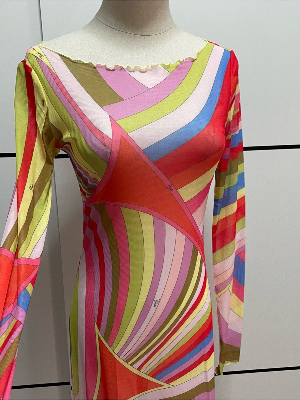 Emilio Pucci Multicolor Swirl-Print Long Sleeve Maxi Dress - Picture 6 of 10